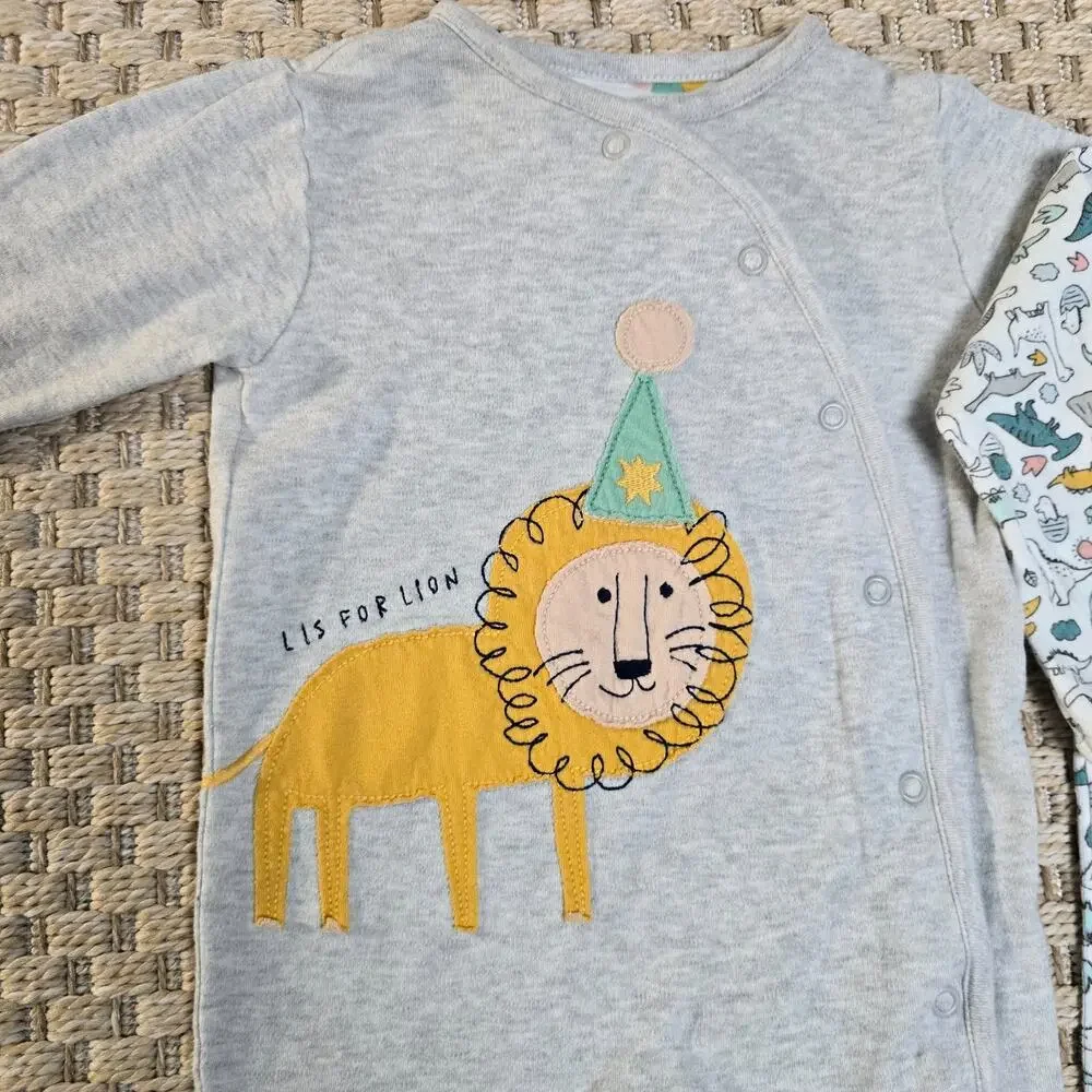 Carters 9M Lion Dinosaur Baby Unisex Sleeper Footsie Bundle